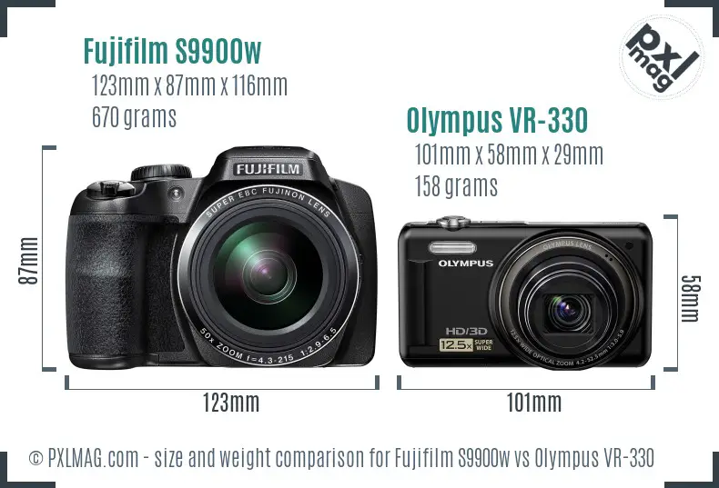 Fujifilm S9900w vs Olympus VR-330 size comparison Fujifilm S9900w vs Olympus VR-330 size comparison