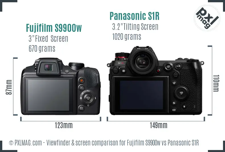 Fujifilm S9900w vs Panasonic S1R Screen and Viewfinder comparison