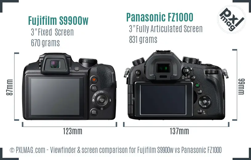 Fujifilm S9900w vs Panasonic FZ1000 Screen and Viewfinder comparison Fujifilm S9900w vs Panasonic FZ1000 Screen and Viewfinder comparison