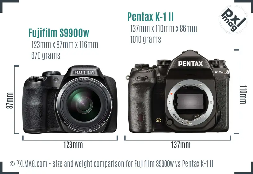 Fujifilm S9900w vs Pentax K-1 II size comparison