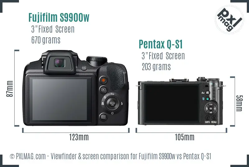 Fujifilm S9900w vs Pentax Q-S1 Screen and Viewfinder comparison