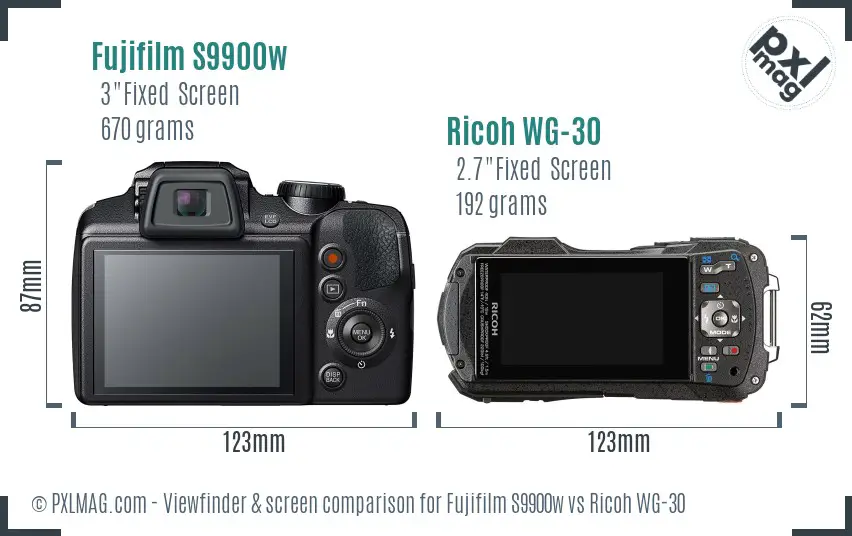 Fujifilm S9900w vs Ricoh WG-30 Screen and Viewfinder comparison