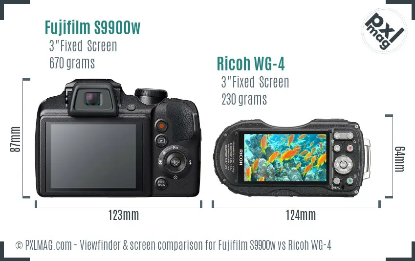 Fujifilm S9900w vs Ricoh WG-4 Screen and Viewfinder comparison