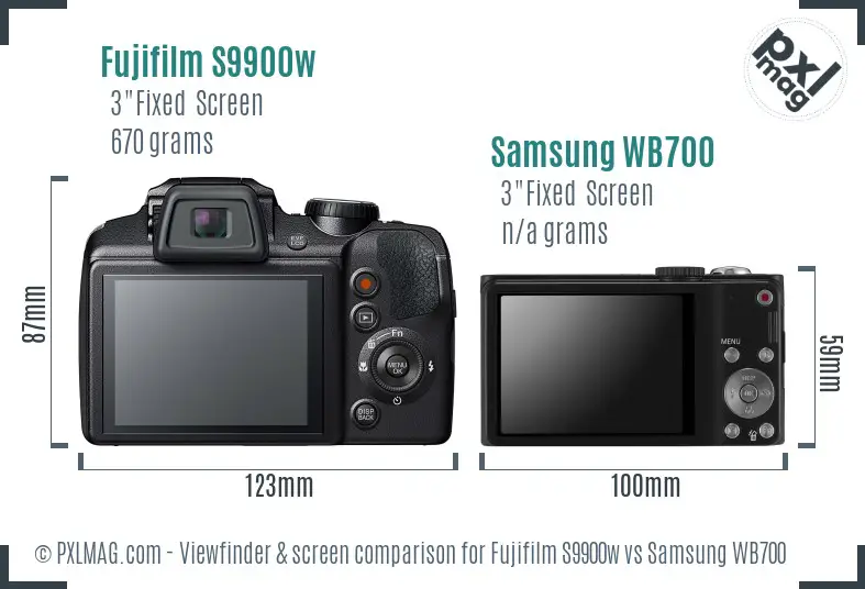 Fujifilm S9900w vs Samsung WB700 Screen and Viewfinder comparison