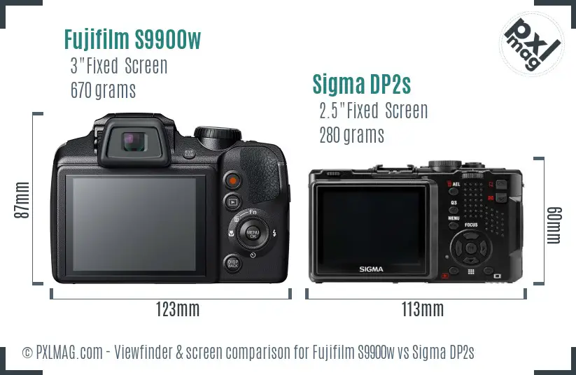 Fujifilm S9900w vs Sigma DP2s Screen and Viewfinder comparison