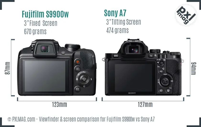 Fujifilm S9900w vs Sony A7 Screen and Viewfinder comparison