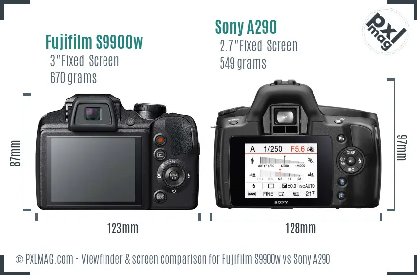 Fujifilm S9900w vs Sony A290 Screen and Viewfinder comparison