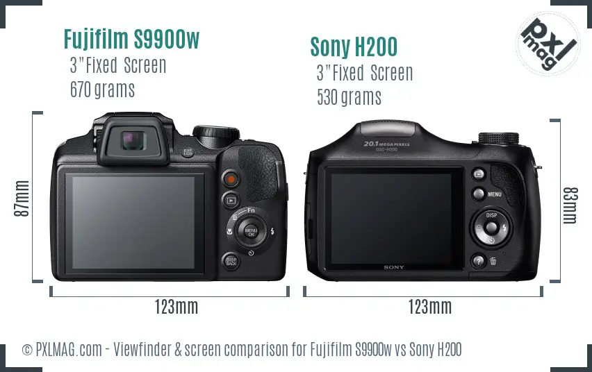 Fujifilm S9900w vs Sony H200 Screen and Viewfinder comparison