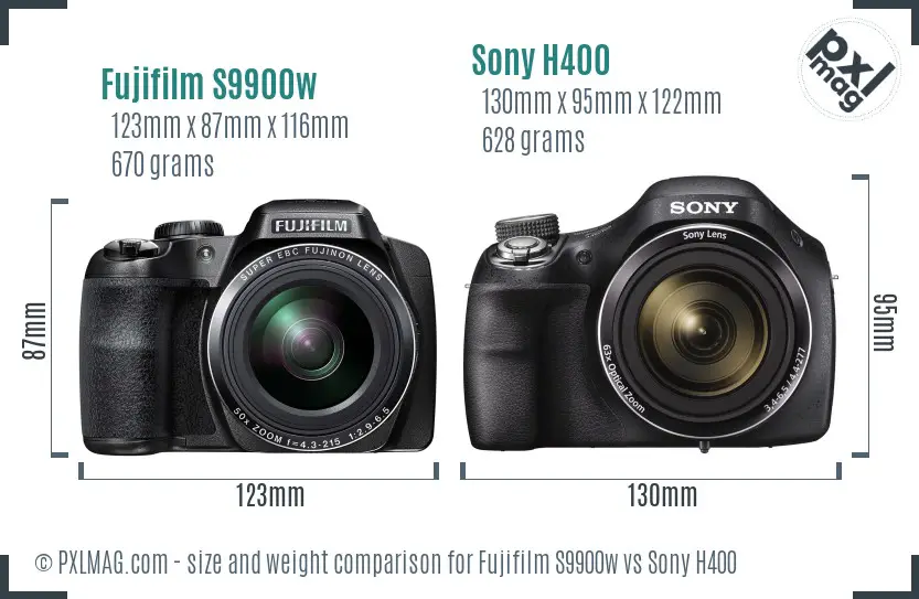 Fujifilm S9900w vs Sony H400 size comparison