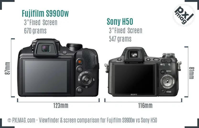 Fujifilm S9900w vs Sony H50 Screen and Viewfinder comparison