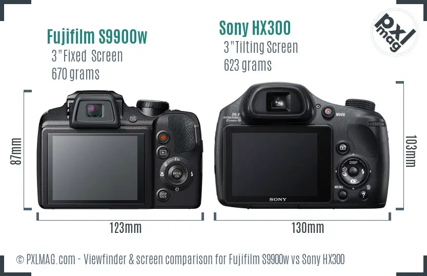Fujifilm S9900w vs Sony HX300 Screen and Viewfinder comparison Fujifilm S9900w vs Sony HX300 Screen and Viewfinder comparison