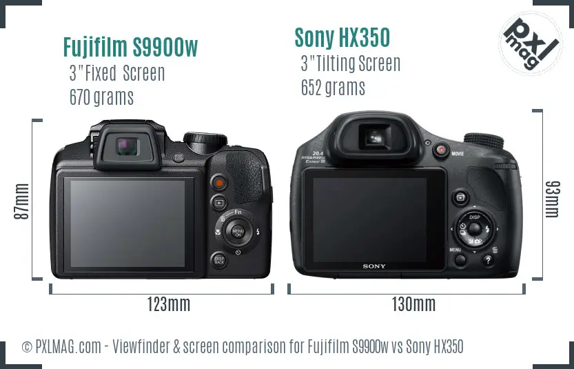 Fujifilm S9900w vs Sony HX350 Screen and Viewfinder comparison