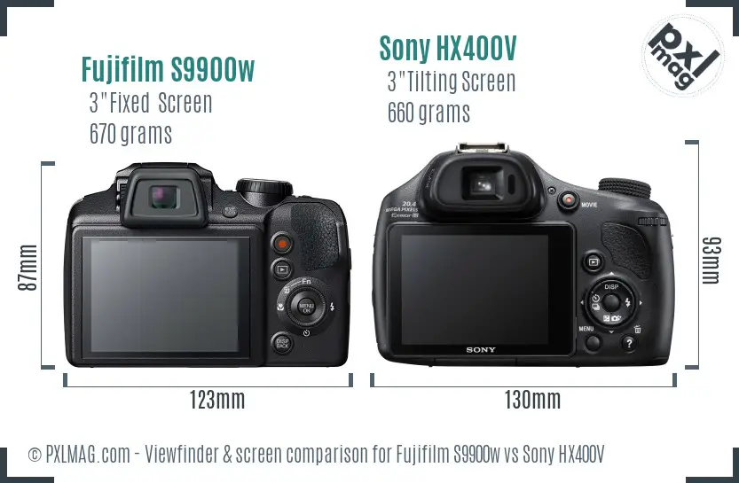 Fujifilm S9900w vs Sony HX400V Screen and Viewfinder comparison
