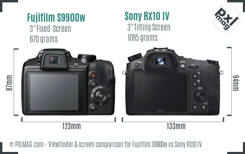Fujifilm S9900w vs Sony RX10 IV Screen and Viewfinder comparison