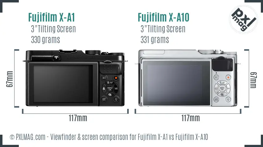 Fujifilm X-A1 vs Fujifilm X-A10 Screen and Viewfinder comparison