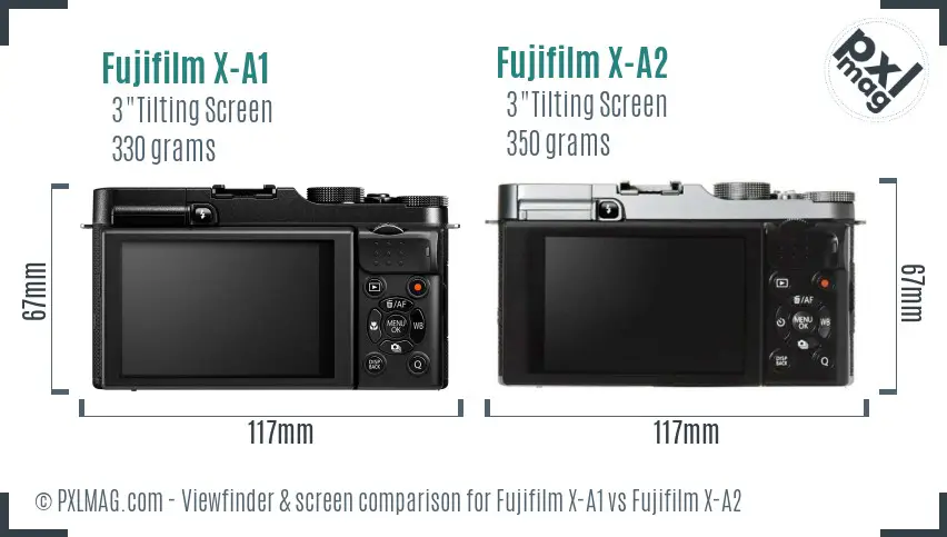 Fujifilm X-A1 vs Fujifilm X-A2 Screen and Viewfinder comparison