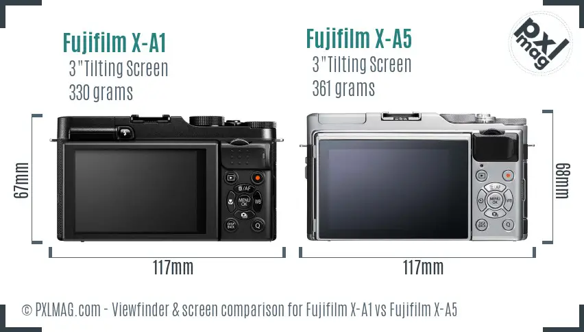 Fujifilm X-A1 vs Fujifilm X-A5 Screen and Viewfinder comparison