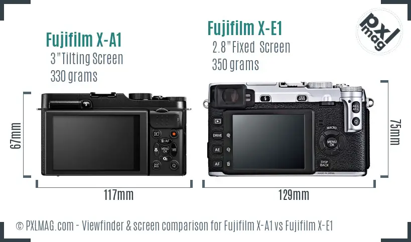 Fujifilm X-A1 vs Fujifilm X-E1 Screen and Viewfinder comparison