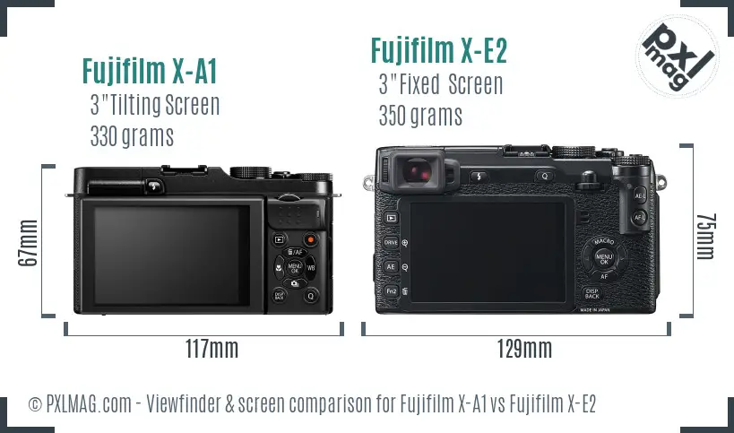 Fujifilm X-A1 vs Fujifilm X-E2 Screen and Viewfinder comparison