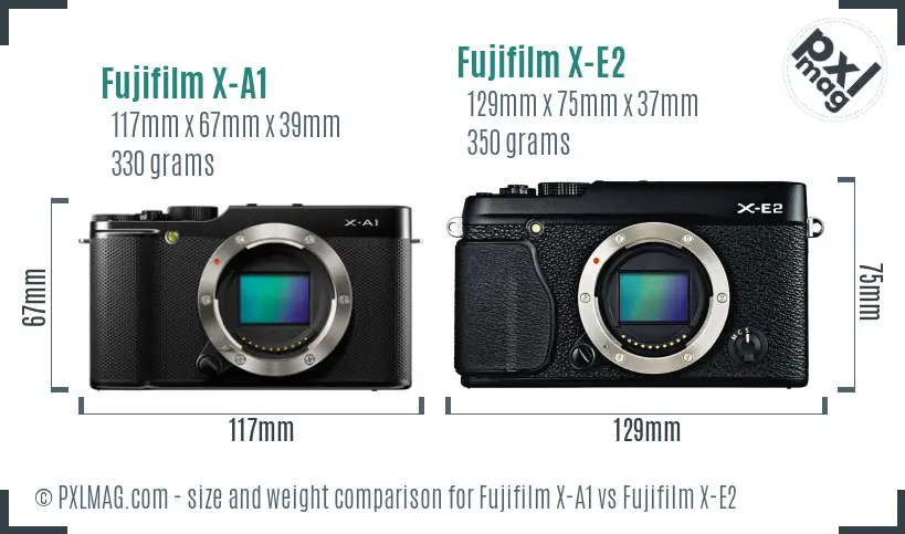 Fujifilm X-A1 vs Fujifilm X-E2 size comparison