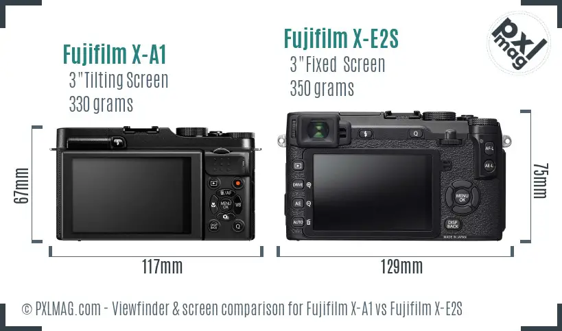 Fujifilm X-A1 vs Fujifilm X-E2S Screen and Viewfinder comparison