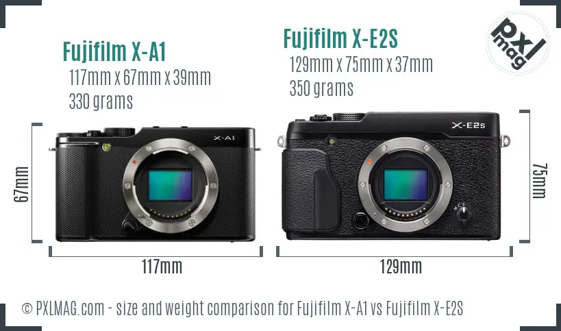 Fujifilm X-A1 vs Fujifilm X-E2S size comparison