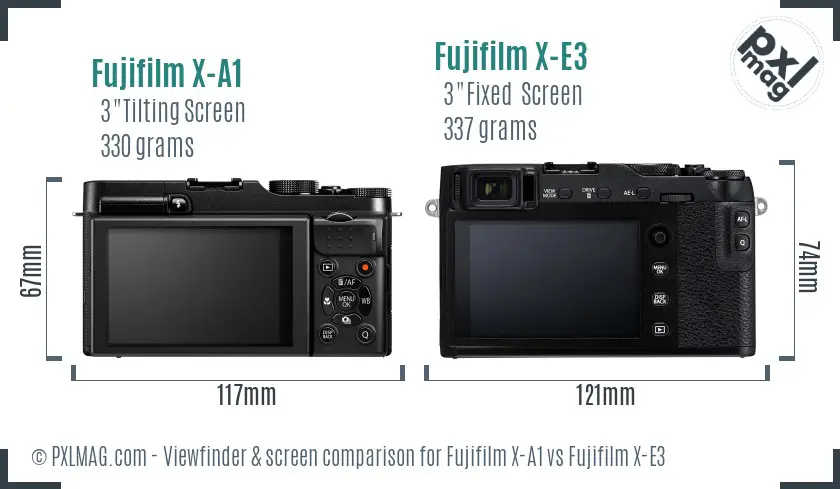 Fujifilm X-A1 vs Fujifilm X-E3 Screen and Viewfinder comparison