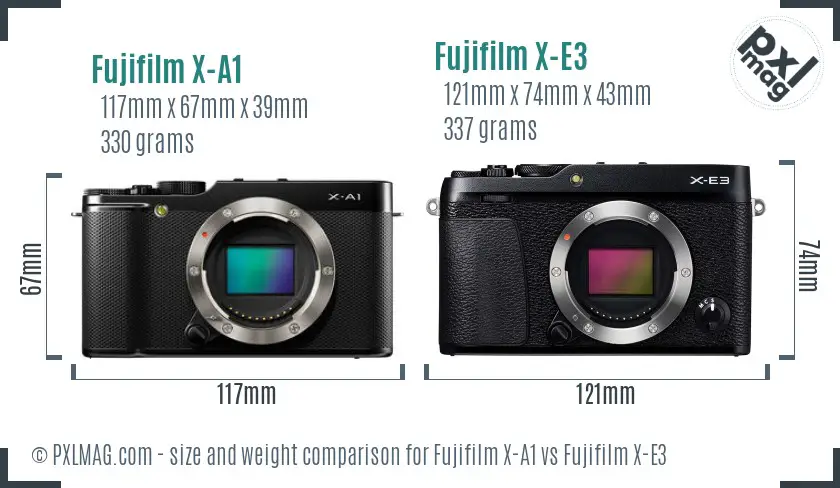 Fujifilm X-A1 vs Fujifilm X-E3 size comparison