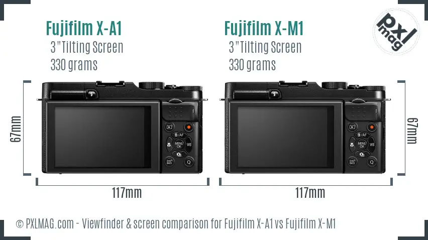 Fujifilm X-A1 vs Fujifilm X-M1 Screen and Viewfinder comparison