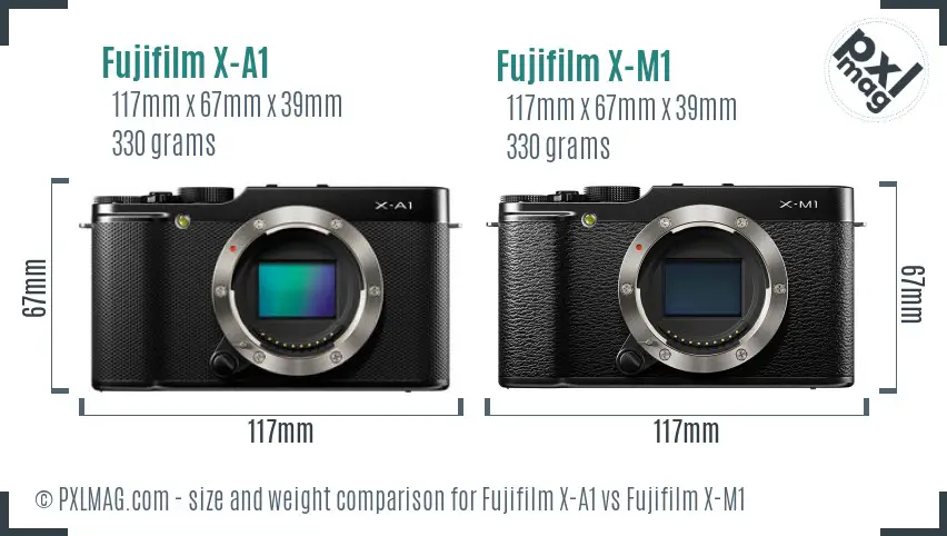 Fujifilm X-A1 vs Fujifilm X-M1 size comparison