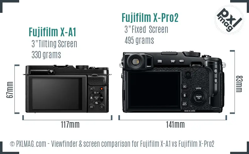 Fujifilm X-A1 vs Fujifilm X-Pro2 Screen and Viewfinder comparison