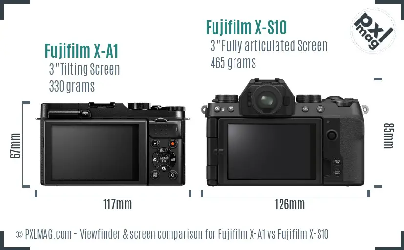 Fujifilm X-A1 vs Fujifilm X-S10 Screen and Viewfinder comparison
