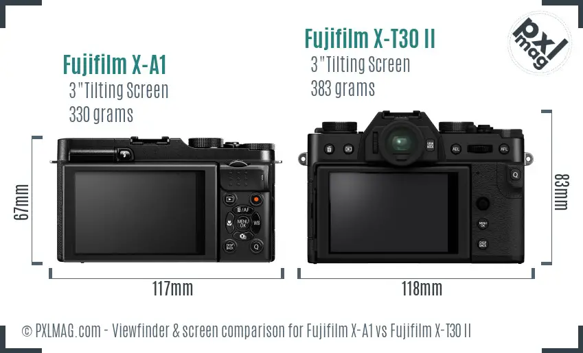 Fujifilm X-A1 vs Fujifilm X-T30 II Screen and Viewfinder comparison