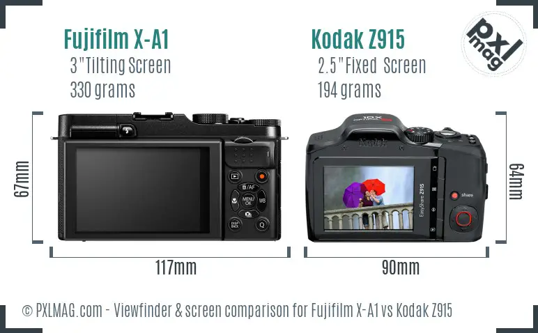 Fujifilm X-A1 vs Kodak Z915 Screen and Viewfinder comparison
