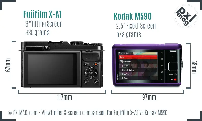 Fujifilm X-A1 vs Kodak M590 Screen and Viewfinder comparison