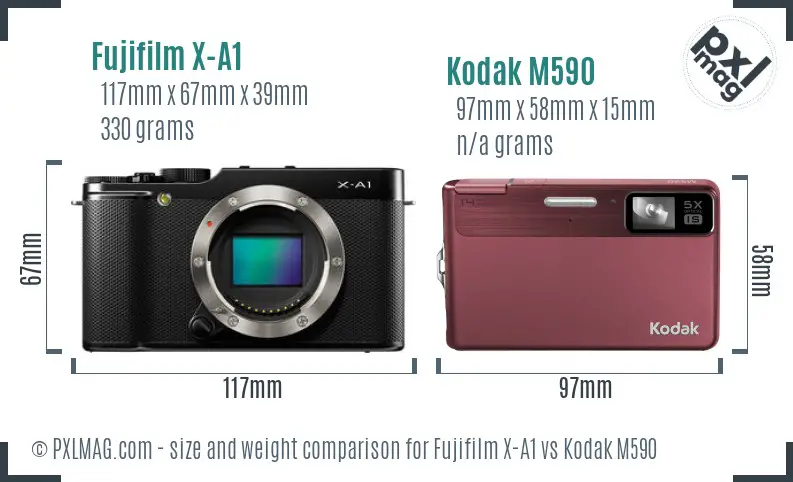 Fujifilm X-A1 vs Kodak M590 size comparison