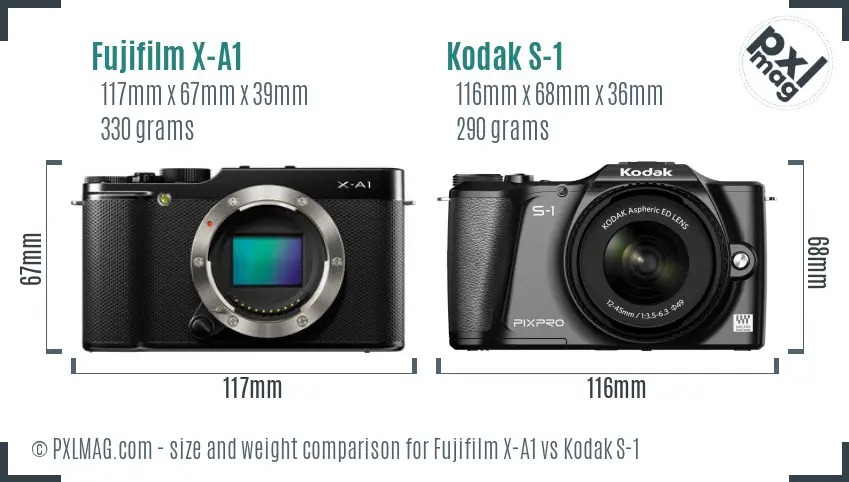 Fujifilm X-A1 vs Kodak S-1 size comparison