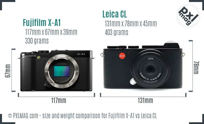 Fujifilm X-A1 vs Leica CL size comparison