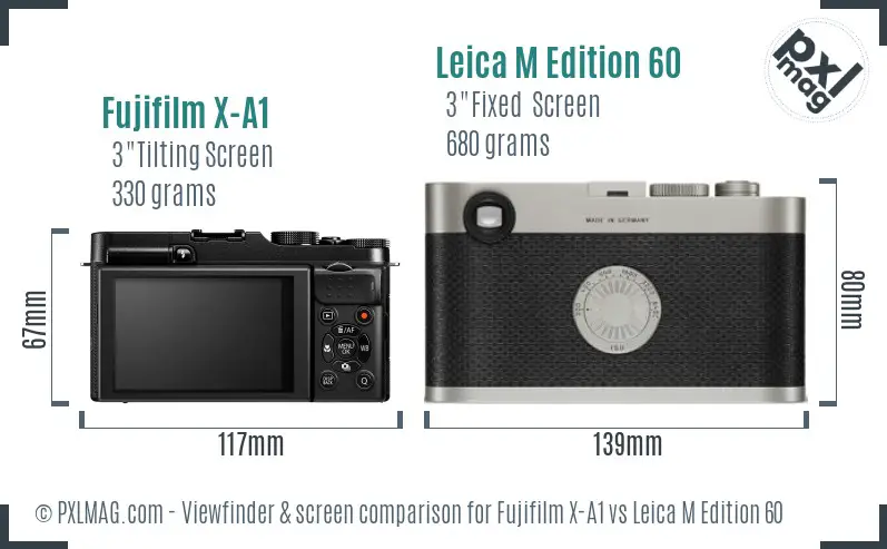 Fujifilm X-A1 vs Leica M Edition 60 Screen and Viewfinder comparison