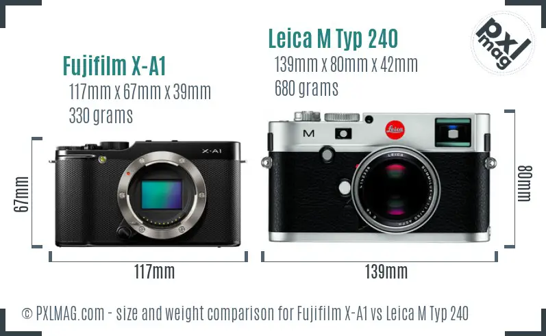 Fujifilm X-A1 vs Leica M Typ 240 size comparison