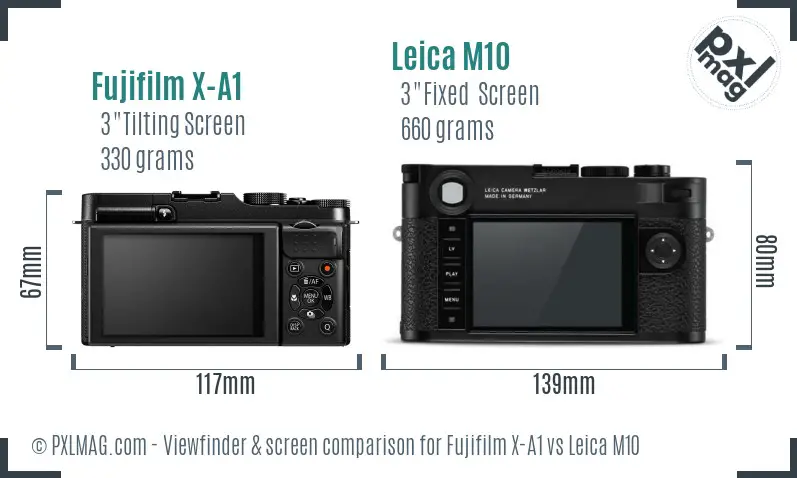 Fujifilm X-A1 vs Leica M10 Screen and Viewfinder comparison