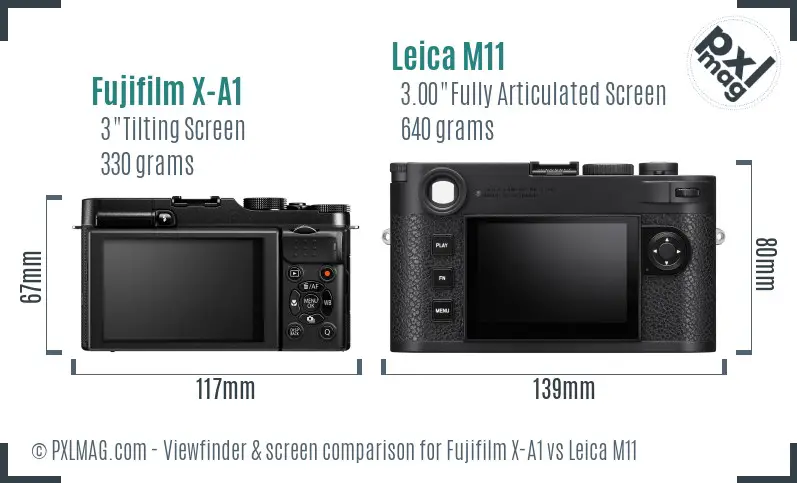 Fujifilm X-A1 vs Leica M11 Screen and Viewfinder comparison