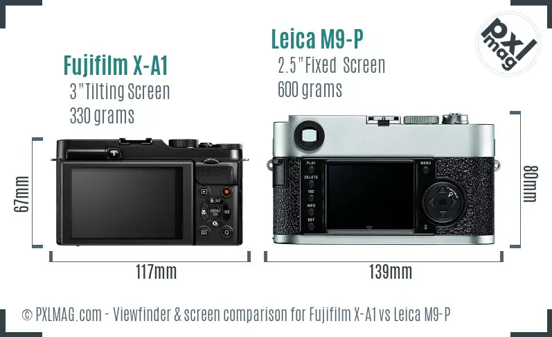 Fujifilm X-A1 vs Leica M9-P Screen and Viewfinder comparison