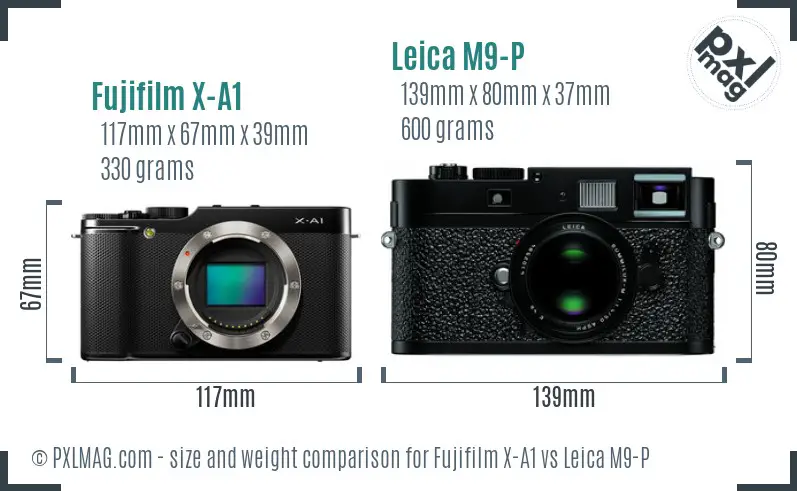Fujifilm X-A1 vs Leica M9-P size comparison