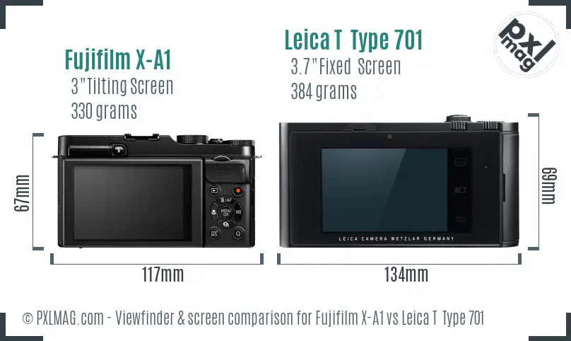 Fujifilm X-A1 vs Leica T  Type 701 Screen and Viewfinder comparison