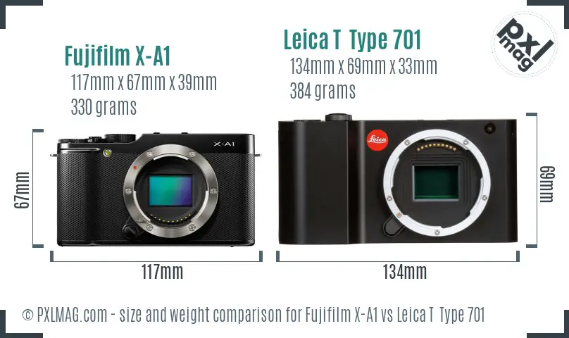 Fujifilm X-A1 vs Leica T  Type 701 size comparison