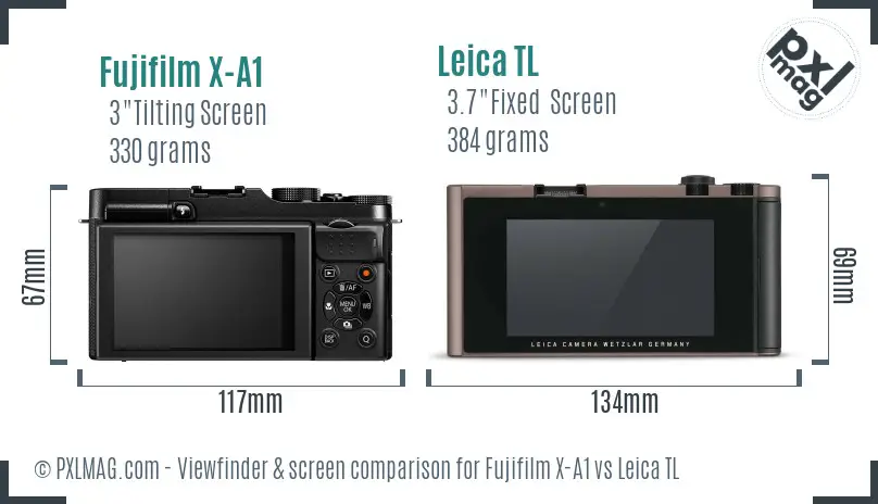 Fujifilm X-A1 vs Leica TL Screen and Viewfinder comparison