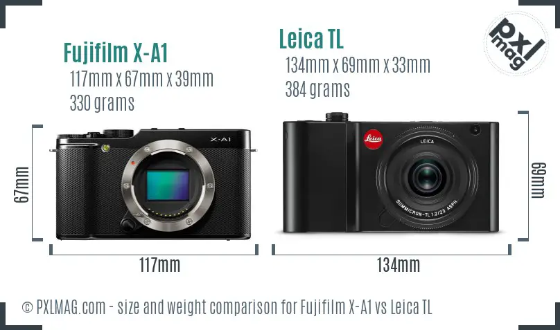 Fujifilm X-A1 vs Leica TL size comparison