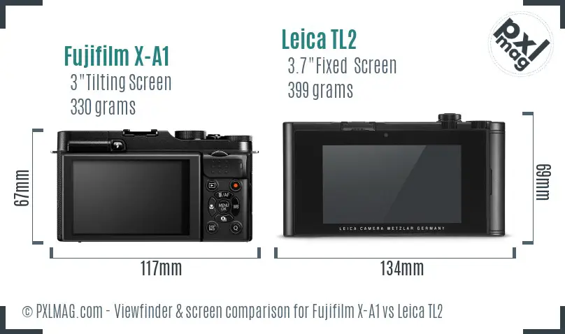 Fujifilm X-A1 vs Leica TL2 Screen and Viewfinder comparison