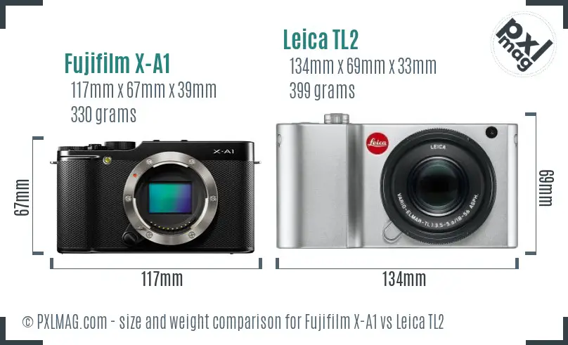 Fujifilm X-A1 vs Leica TL2 size comparison